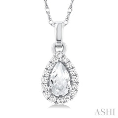 ASHI Pear Shape Gemstone & Halo Diamond Pendant 58699PPTSPDWTWG-PR