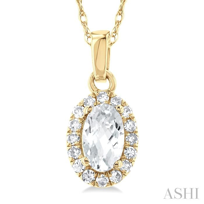 ASHI Oval Shape Gemstone & Halo Diamond Pendant 58699PPTSPDWTYG-OV