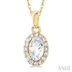 ASHI Oval Shape Gemstone & Halo Diamond Pendant 58699PPTSPDWTYG-OV