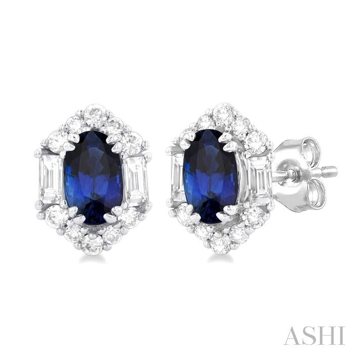 ASHI Oval Shape Gemstone & Halo Diamond Earrings 58705PPTGERSPWG