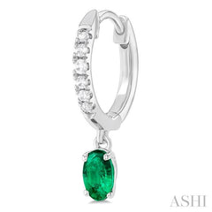 ASHI Oval Shape Gemstone & Petite Diamond Huggie Fashion Earrings 58728PPTSEREMWG-OV