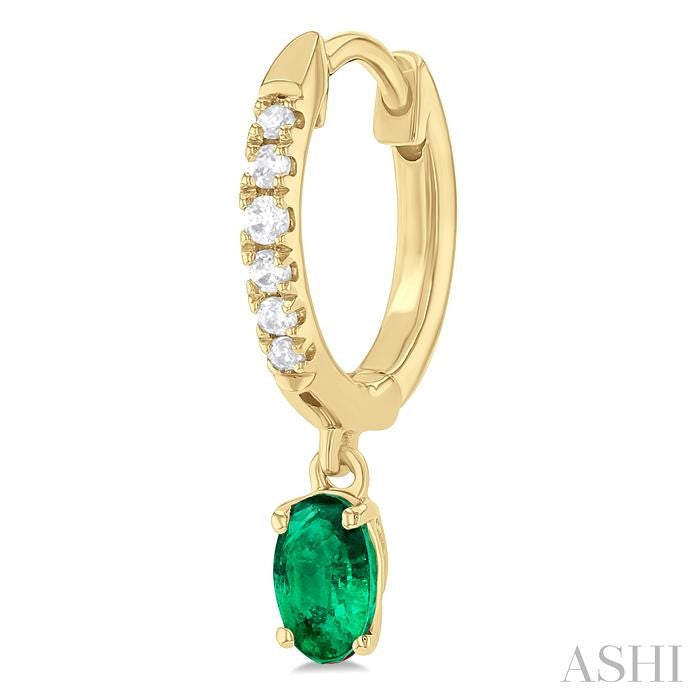 ASHI Oval Shape Gemstone & Petite Diamond Huggie Fashion Earrings 58728PPTSEREMYG-OV