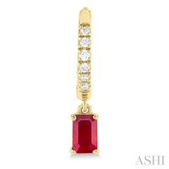ASHI Emerald Shape Gemstone & Petite Diamond Huggie Fashion Earrings 58728PPTSERRBYG-OC