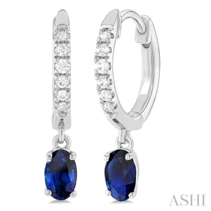 ASHI Oval Shape Gemstone & Petite Diamond Huggie Fashion Earrings 58728PPTSERSPWG-OV