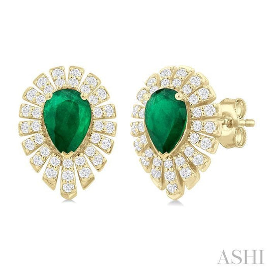 ASHI Pear Shape Gemstone & Diamond Earrings 58735PPFGEREMYG
