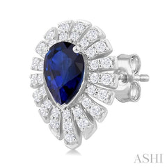 ASHI Pear Shape Gemstone & Diamond Earrings 58735PPFGERSPWG