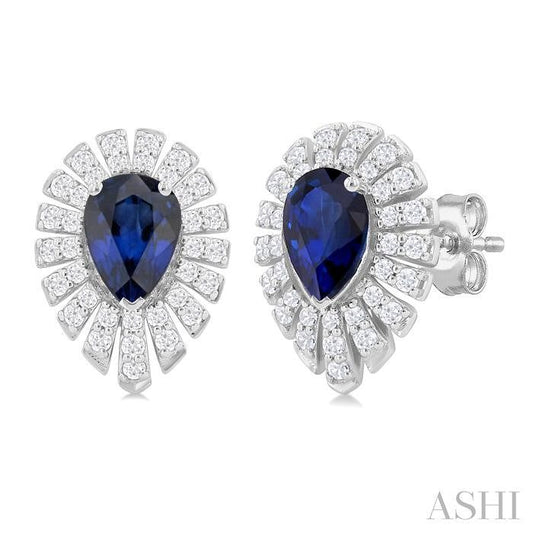 ASHI Pear Shape Gemstone & Diamond Earrings 58735PPFGERSPWG