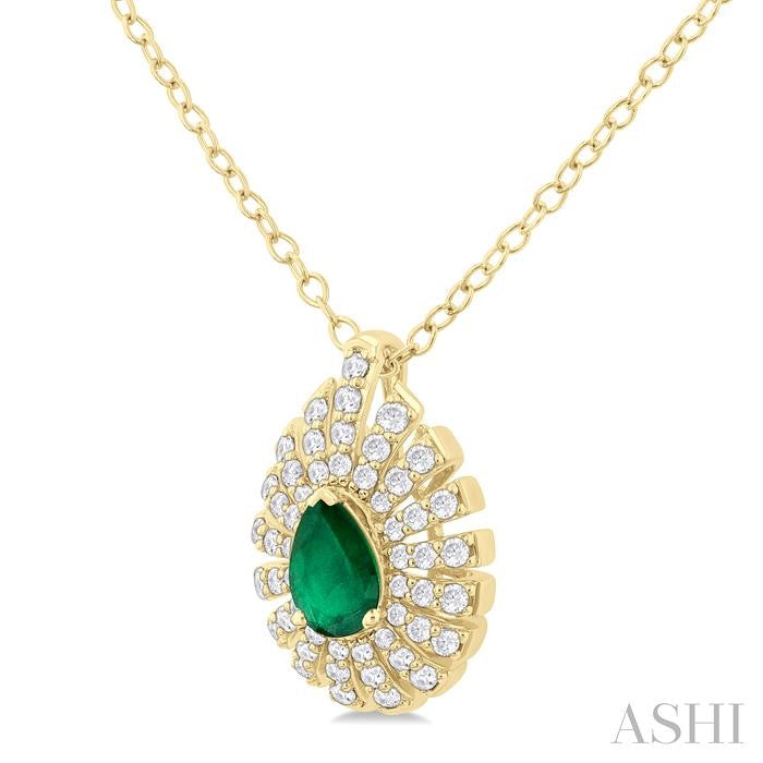 ASHI Pear Shape Gemstone & Diamond Pendant 58735PPFGPDEMYG