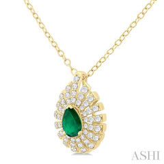 ASHI Pear Shape Gemstone & Diamond Pendant 58735PPFGPDEMYG
