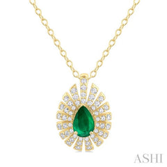 ASHI Pear Shape Gemstone & Diamond Pendant 58735PPFGPDEMYG