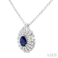 ASHI Pear Shape Gemstone & Diamond Pendant 58735PPFGPDSPWG