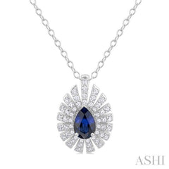 ASHI Pear Shape Gemstone & Diamond Pendant 58735PPFGPDSPWG