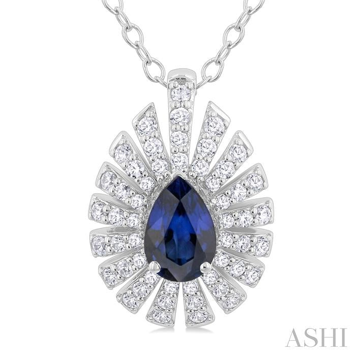 ASHI Pear Shape Gemstone & Diamond Pendant 58735PPFGPDSPWG