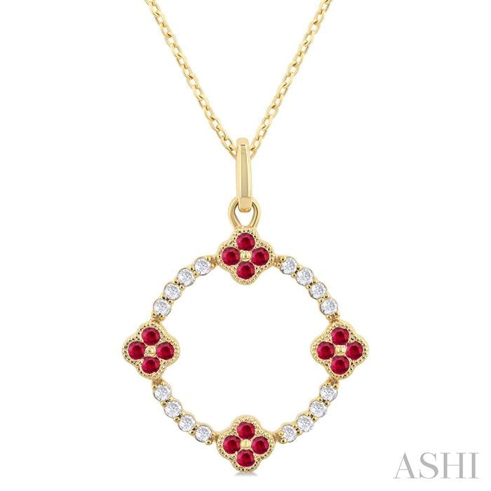ASHI Clover Circle Gemstone & Diamond Pendant 58748PPTSPDRBYG