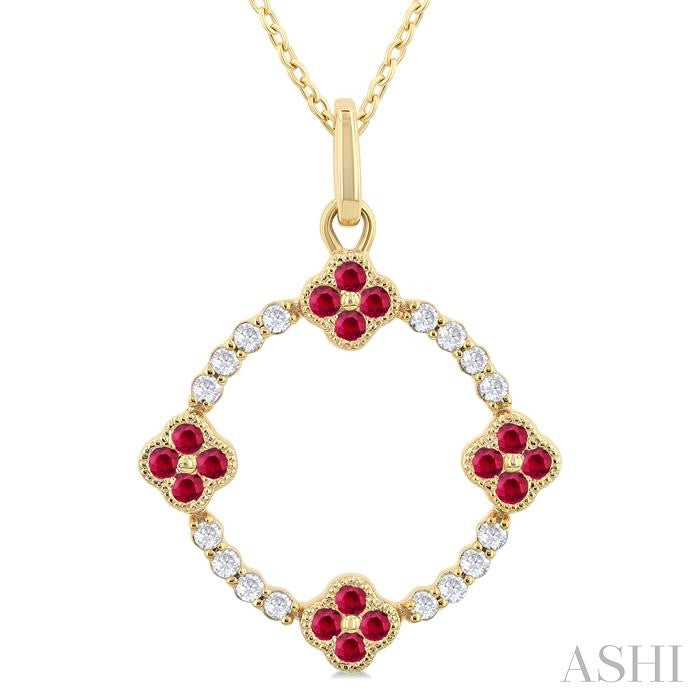 ASHI Clover Circle Gemstone & Diamond Pendant 58748PPTSPDRBYG