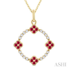 ASHI Clover Circle Gemstone & Diamond Pendant 58748PPTSPDRBYG