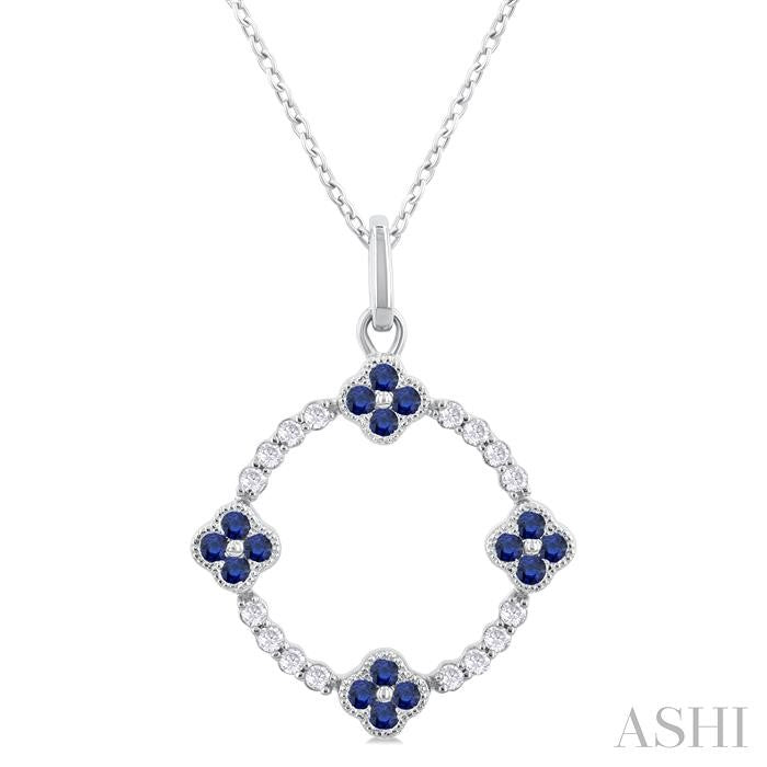 ASHI Clover Circle Gemstone & Diamond Pendant 58748PPTSPDSPWG