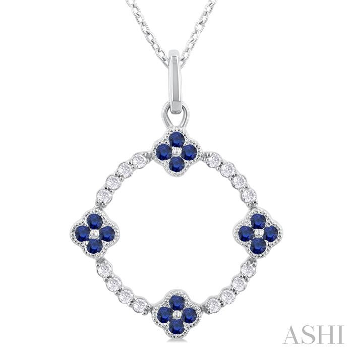 ASHI Clover Circle Gemstone & Diamond Pendant 58748PPTSPDSPWG