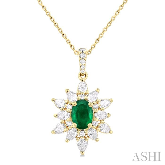 ASHI Oval Shape Gemstone & Halo Diamond Pendant 58791PPFGPDEMYG