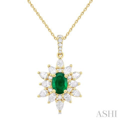 ASHI Oval Shape Gemstone & Halo Diamond Pendant 58791PPFGPDEMYG