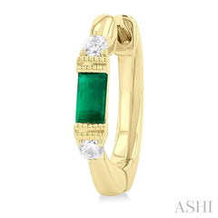 ASHI Emerald Shape Gemstone & Diamond Hoop Earrings 58828PPTGEREMYG