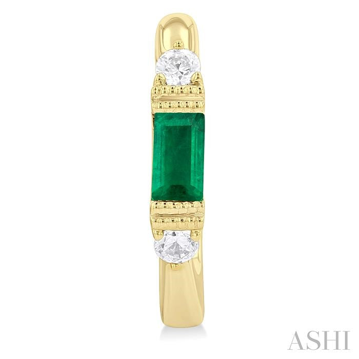ASHI Emerald Shape Gemstone & Diamond Hoop Earrings 58828PPTGEREMYG