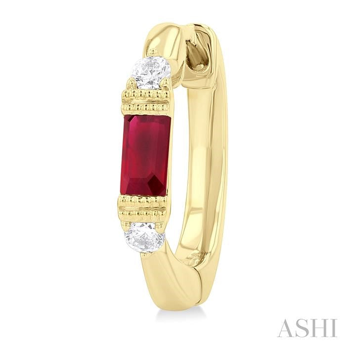 ASHI Emerald Shape Gemstone & Diamond Hoop Earrings 58828PPTGERRBYG
