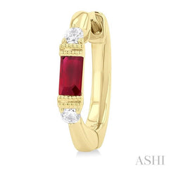ASHI Emerald Shape Gemstone & Diamond Hoop Earrings 58828PPTGERRBYG