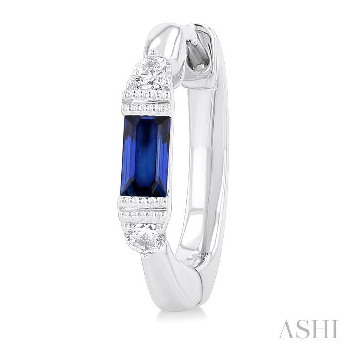 ASHI Emerald Shape Gemstone & Diamond Hoop Earrings 58828PPTGERSPWG