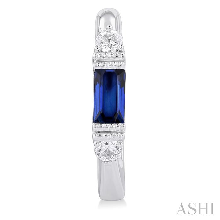 ASHI Emerald Shape Gemstone & Diamond Hoop Earrings 58828PPTGERSPWG