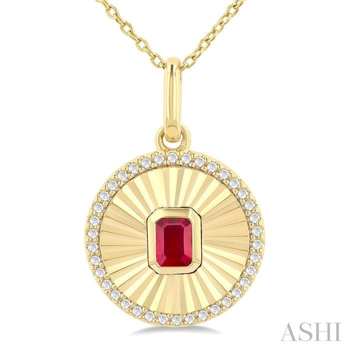 ASHI Round Shape Fluted Medallion Gemstone & Diamond Pendant 58838PPTSPDRBYG-RD