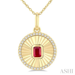 ASHI Round Shape Fluted Medallion Gemstone & Diamond Pendant 58838PPTSPDRBYG-RD