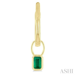 ASHI Emerald Shape Bezel Set Gemstone Huggie Fashion Earrings 58899PPF@EREMYG-OC