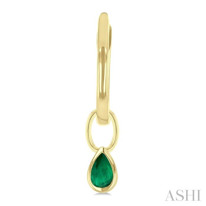 ASHI Pear Shape Bezel Set Gemstone Huggie Fashion Earrings 58899PPF@EREMYG-PR