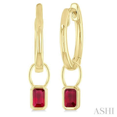 ASHI Emerald Shape Bezel Set Gemstone Huggie Fashion Earrings 58899PPF@ERRBYG-OC