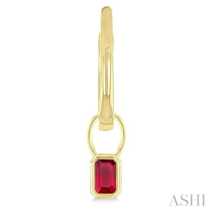 ASHI Emerald Shape Bezel Set Gemstone Huggie Fashion Earrings 58899PPF@ERRBYG-OC