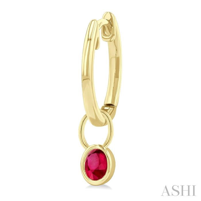 ASHI Oval Shape Bezel Set Gemstone Huggie Fashion Earrings 58899PPF@ERRBYG-OV