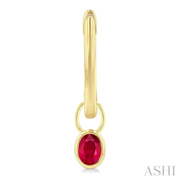 ASHI Oval Shape Bezel Set Gemstone Huggie Fashion Earrings 58899PPF@ERRBYG-OV