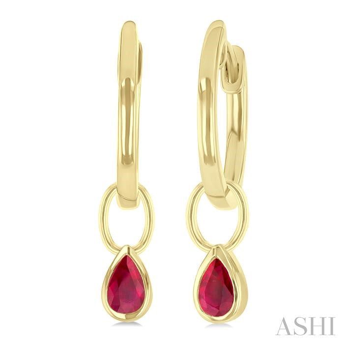 ASHI Pear Shape Bezel Set Gemstone Huggie Fashion Earrings 58899PPF@ERRBYG-PR
