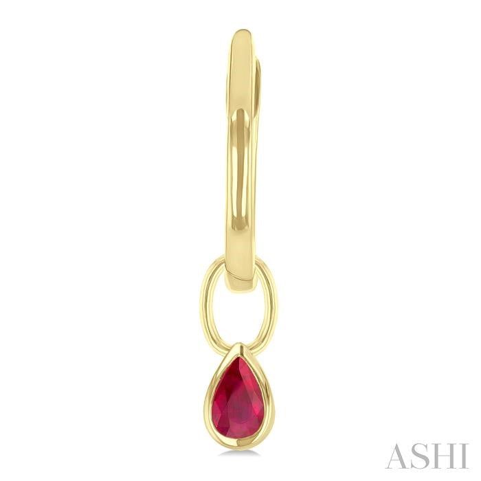 ASHI Pear Shape Bezel Set Gemstone Huggie Fashion Earrings 58899PPF@ERRBYG-PR