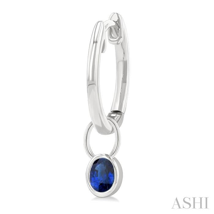 ASHI Oval Shape Bezel Set Gemstone Huggie Fashion Earrings 58899PPF@ERSPWG-OV
