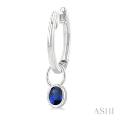 ASHI Oval Shape Bezel Set Gemstone Huggie Fashion Earrings 58899PPF@ERSPWG-OV