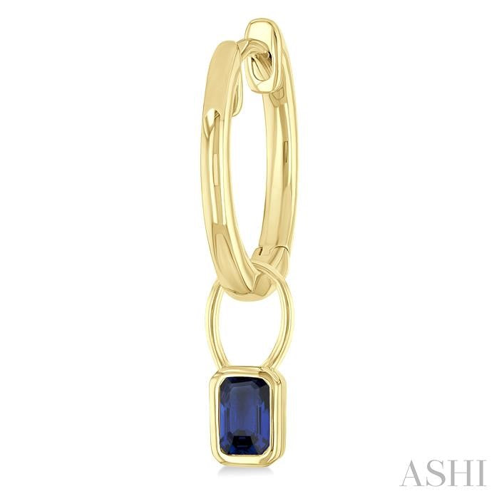 ASHI Emerald Shape Bezel Set Gemstone Huggie Fashion Earrings 58899PPF@ERSPYG-OC