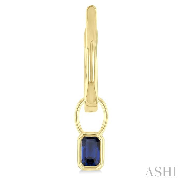 ASHI Emerald Shape Bezel Set Gemstone Huggie Fashion Earrings 58899PPF@ERSPYG-OC