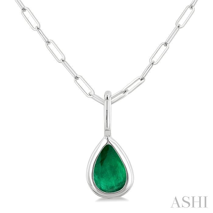 ASHI Pear Shape Bezel Set Paperclip Gemstone Fashion Pendant 58899PPF@PDEMWG-PR