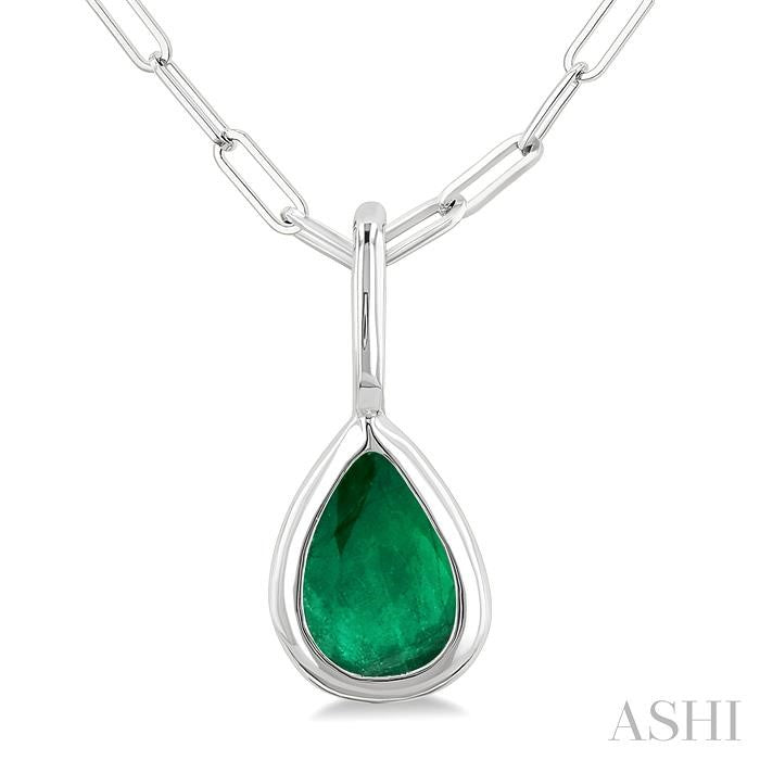 ASHI Pear Shape Bezel Set Paperclip Gemstone Fashion Pendant 58899PPF@PDEMWG-PR