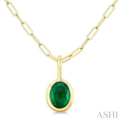 ASHI Oval Shape Bezel Set Paperclip Gemstone Fashion Pendant 58899PPF@PDEMYG-OV
