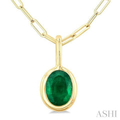 ASHI Oval Shape Bezel Set Paperclip Gemstone Fashion Pendant 58899PPF@PDEMYG-OV