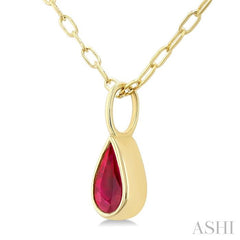 ASHI Pear Shape Bezel Set Paperclip Gemstone Fashion Pendant 58899PPF@PDRBYG-PR