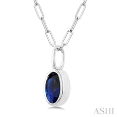 ASHI Oval Shape Bezel Set Paperclip Gemstone Fashion Pendant 58899PPF@PDSPWG-OV